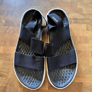 Crocs Women’s 9 Black Literide Stretch Ankle Strap Comfort Sandals Flat